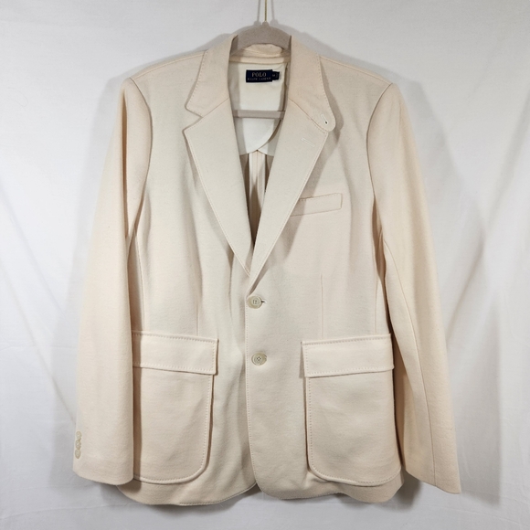 polo ralph lauren wool ivory 2 button blazer sz 14 womens classic career luxury - Picture 1 of 10